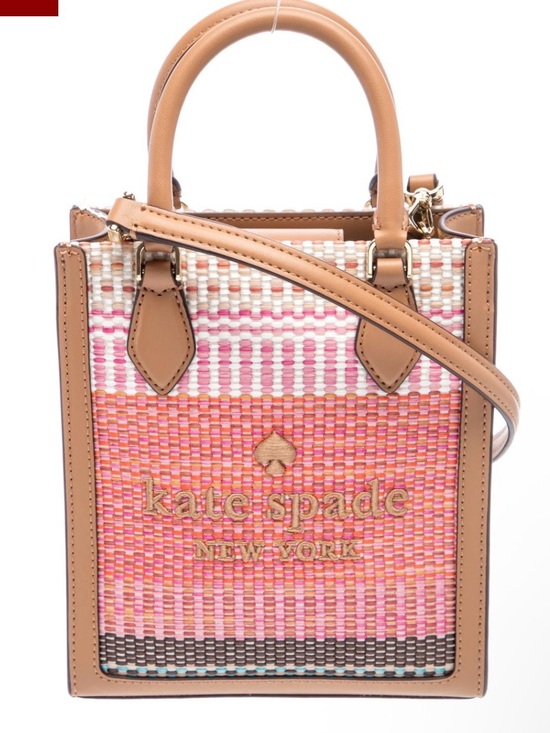 kate spade Handbags - kate spade Tan and Pink Woven Crossbody Mini Tote